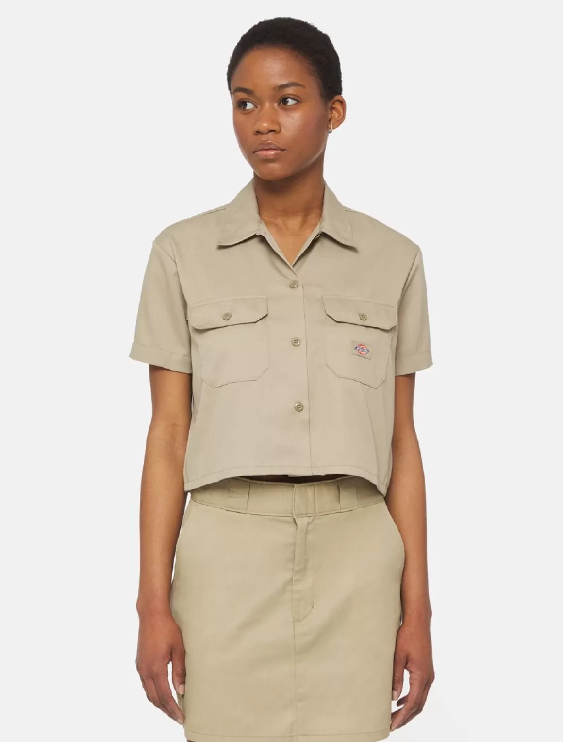 Dame Dickies Cropped Kortærmet Arbejdsskjorte